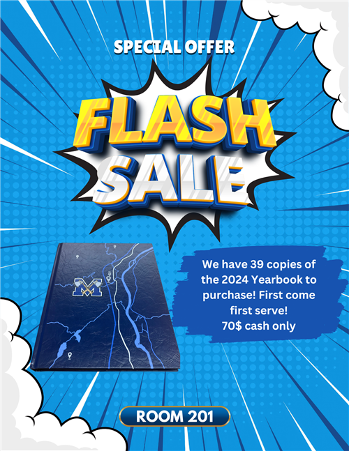  Flash Sale! We have 39 copies of the 2024 Yearbook to purchase! $70 cash only